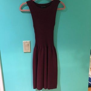 AMERICAN APPAREL Burgundy Knit Rib Skater Dress XS